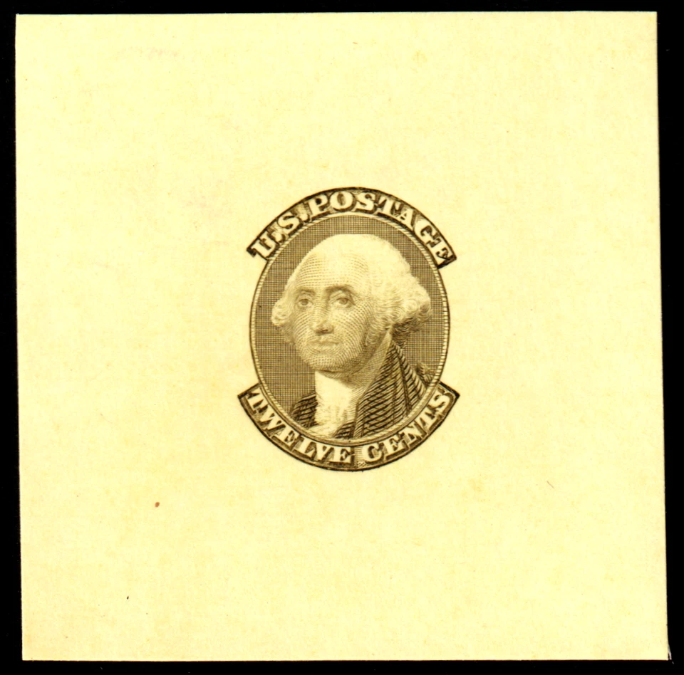 EAS_STAMPS US #69-E2 e Color variant small die proof Vignette on colored board - Image 1 of 1