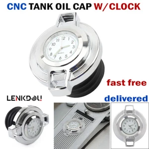 CNC Fuel Gas Tank Oil Cap Cover Dial Clock for Harley Sportster XL 883 1200 Dyna - Picture 1 of 11