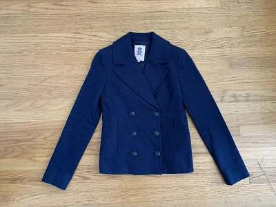 New JUICY COUTURE Women sz XS navy double breasted Peacoat Jacket  - Imagem 1 de 4