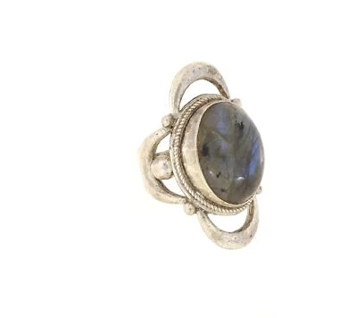 Ring Labradorit blau türkis schimmernd filigrane Fassung Silber Größe 54 - 7 - Bild 1 von 4