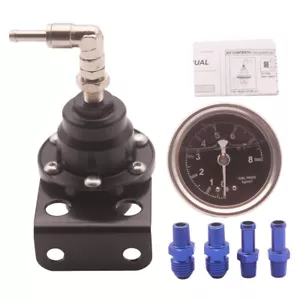 Type S Adjustable Fuel pressure Regulator FPR Universal turbo Gauge 0-160 Psi - Foto 1 di 12