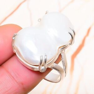 Biwa Pearl Gemstone Handmade Gift Jewelry Ring Size 7.5 l726
