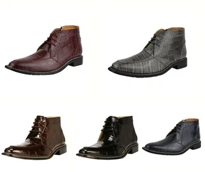 LIBERTYZENO Mens Genuine Leather CROCODILE Print Ankle Length Oxford Dress Boots - Picture 1 of 39