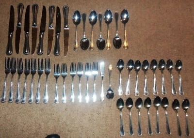 LIFETIME Cutlery LCU16 Stainless Flatware Beaded Lot Set 46 pcs knife fork spoon - Image 1 of 3