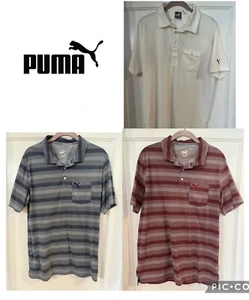 Lot of 3 Puma Sport Lifestyle Golf Pocket Polo Shirt Men’s Medium *StRiPeD” - Picture 1 of 11