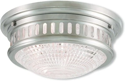 Livex 73051-91 Berwick 2 Light 11 Inch Flush Mount In Brushed Nickel With Glass - Image 1 of 2