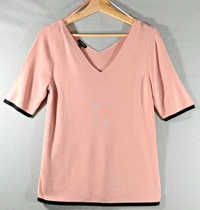 NWT Talbots Womens Pullover Knitted Sweater Short Sleeves V-Neck Pink Size Med - Picture 1 of 11