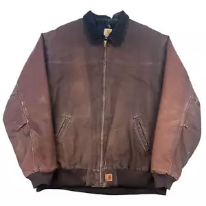 Carhartt Santa Fe Distressed Jacket Brown J14 DKB - Picture 1 of 8