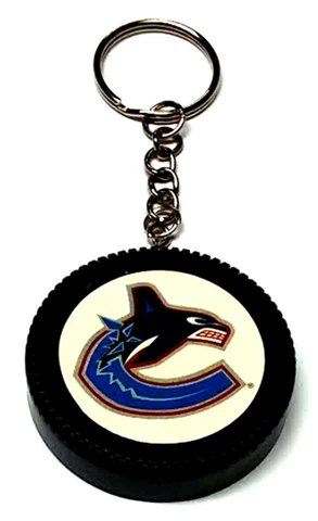 VANCOUVER CANUCKS MINI PUCK KEYCHAIN 2" WIDE NEW NHL OFFICIALLY LICENSED Cover