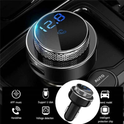 Car FM Charger Adapter Transmitter Wireless Radio USB Bluetooth 5.0 MP3 Player - Image 1 of 4