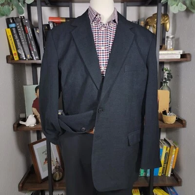 Haband's Gold Coat Men's Sport Coat Blazer Two Button Black Polyester Size 46R - Image 1 of 4