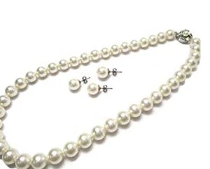 Top quality Hanadama 8mm pearl shell necklace 47cm: earringsJapan - Picture 1 of 5