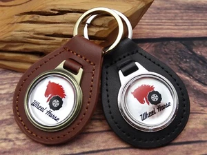 NOS RARE VINTAGE WHEEL HORSE FARM LAWN TRACTOR Leather Key Chain Ring Fob - Picture 1 of 7