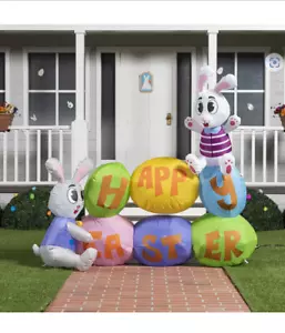 Easter 6 FT Inflatable HAPPY EASTER Lighted LED Decoration Bunnies Eggs - Picture 1 of 4