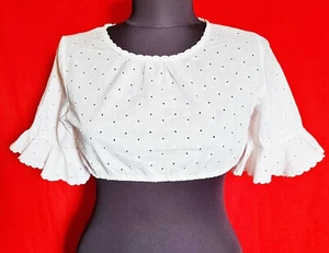 BLOUSE AUTHENTIC MADRISA TRACHTEN DIRNDL TIROL ART COTTON GIRL-SIZE:US14/EU164 - Picture 1 of 5