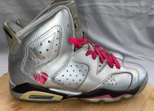 Nike Air Jordan Retro 6 San Valentino Bambini Taglia 5.5Y Grigio Rosa Nero 543390 009