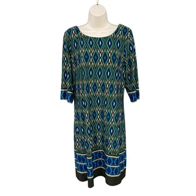Vestido Geométrico De Colección Mujer Declaración Preppy Y2K Ikat Cambio Elastizado EE. UU. Talla L Foto 1 de 4