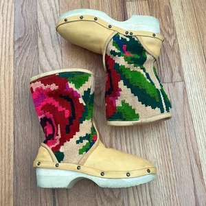 Rosa Mosa Vienna Roses Embroidered Leather Clog Boots Women’s Size 37 - Picture 1 of 14