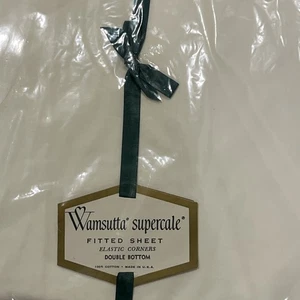 VTG NEW WAMSUTTA SUPERCALE 100% COTTON WHITE FITTED SHEET- DOUBLE (Full) - Picture 1 of 6