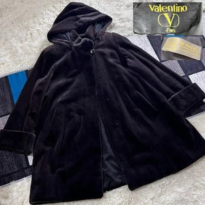Valentino Nerz Echt Pelz Mantel Kapuze dunkellila XL 123cm Gold Label aus Japan - Bild 1 von 10