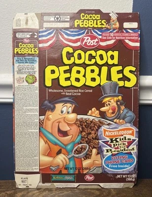 Caja de cereales Picapiedra Nickelodeon Kids Pick President 1997 de colección Foto 1 de 2