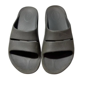 OOFOS OOahh Slide Sandal Recovery Comfort Shoes Women 9 Men 7 Gray Brown - Picture 1 of 5