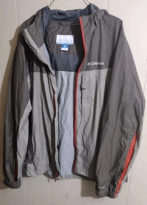 Columbia Jacket Mens L Gray Split Omni-Tech Watertight II Packable Zip Rain Coat - Image 1 of 4