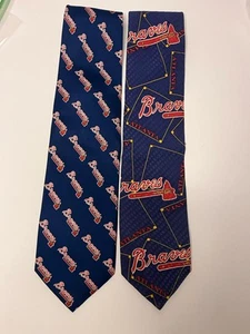 VTG Braves Tie Lot Mens Atlanta MLB Baseball Preppy Formal RM STYLE KG FASHION - Picture 1 of 5