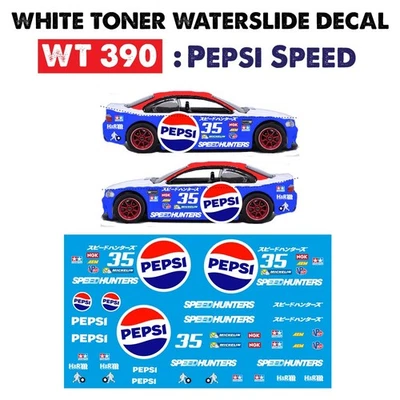 WT390 White Toner Waterslide Decals # PEPSI SPEED #Custom 1:64 Diecast - Image 1 of 2