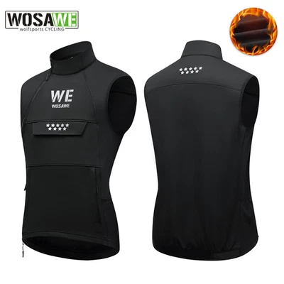 WOSAWE Unisex Motorcycle Vest Warm Fleece Sleeveless Motorbike Jacket 4 Pockets - Image 1 of 4