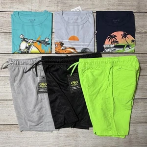 Boys Lot Of Clothes Size M (7-8). NWT! 3 Pairs Of Shorts, 3 Shirts, Colorful - Picture 1 of 24