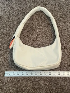 Baggu White Cream Swan Shoulder Bag Washable Nylon Zip Closure Padded Strap - Picture 1 of 6