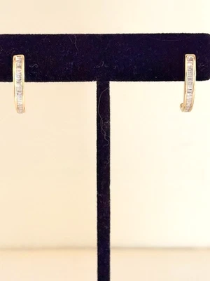 Roxx Fine Jewelry Diamond J Hoop Earrings 3/4" 10K Yellow Gold - Image 1 of 4