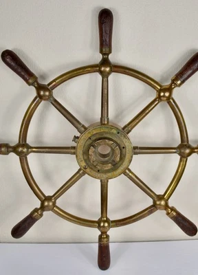 Antique Brass Brown Brothers Ship’s Wheel, Edinburgh, Early 20th Century - Image 1 of 4