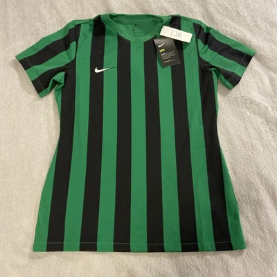 耐克 Division IV 足球球衣女式 M 绿色黑色 CW3818 网眼背衬衫全新带标签 — 第 1/4 张图片