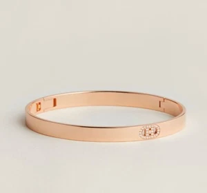 BNIB Hermes H D’ancre Bracelet In Rose Gold With Diamonds Size SH $8800 Retail - Picture 1 of 24