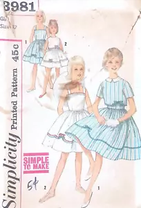 Simplicity Schnittmuster 3981 Mädchen Kleid Jacke Größe 12 Freizeit Outfit 60er Jahre - Bild 1 von 5