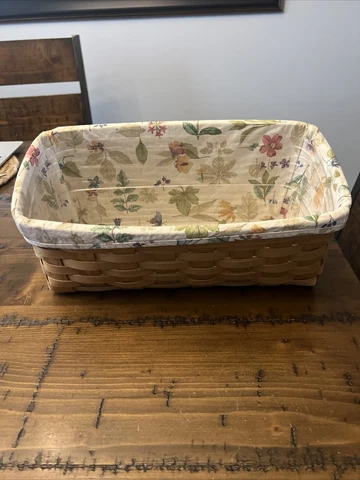 Longaberger 14 1/2" x 8" Vanity Basket with Fabric Liner and Protector Cover