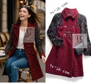CHANEL 17A Red Black Wool Tweed Runway Coat Pristine by Karl CC button 36 US4 - Picture 1 of 24