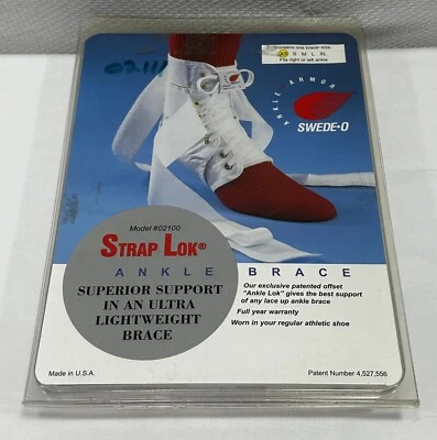 Correa de tobillo Swede-O Lok Brace blanca X-pequeña con estabilizador modelo #02100 Foto 1 de 4