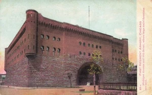 Postcard~Chicago, IL, 1st Regiment Armory, Where Large Social Functions are Held - Picture 1 of 2