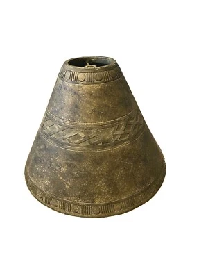 Rare Vintage Ceramic Clay Lamp Shade Heavy Brown Pottery Tribal Aztec Lighting - Image 1 of 4