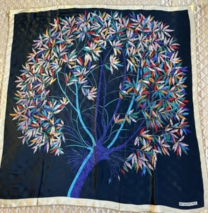 Vintage Missrose Tropical Floral Tree Branch Artsy 33” Square Scarf - Picture 1 of 10