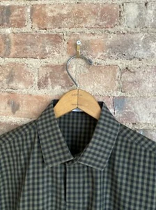 Givenchy Mens Shirt, Sz 39 Small, Country Gingham Olive Green/Black - Picture 1 of 8