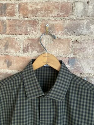 Givenchy Mens Shirt, Sz 39 Small, Country Gingham Olive Green/Black - Image 1 of 4