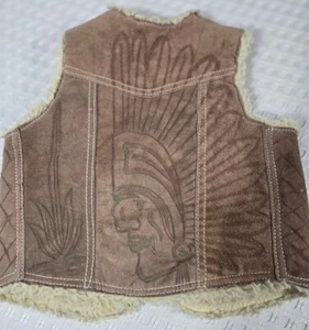 Vintage Genuine Suede Leather Sherpa Lined Vest Size 4-5  - Picture 1 of 8