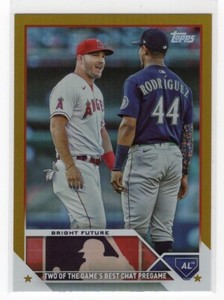2023 Topps Update Mike Trout / Julio Rodriguez Gold Foil Parallel #US132
