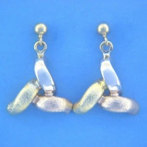 E440 Sterling Silver Small Tri-Tone Dangling Earrings New Solid 925 - Picture 1 of 1