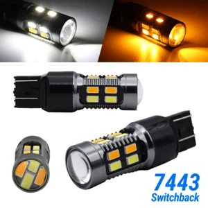 7443 7440 7444 LED Turn Signal Switchback White/Amber DRL Parking Light Bulbs - Bild 1 von 9