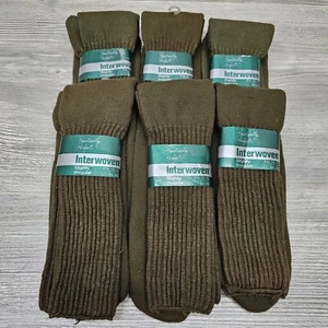6 Pair Vintage Army Green Mid-calf Boot Tube Work Socks Mens Size 10-13 USA - Picture 1 of 16